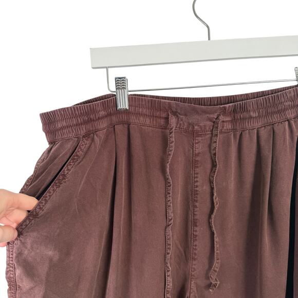 Aerie Brown 100% Lyocell Wide Leg Pants Boho Y2K High Rise Baggy Womens XL - Picture 2 of 7